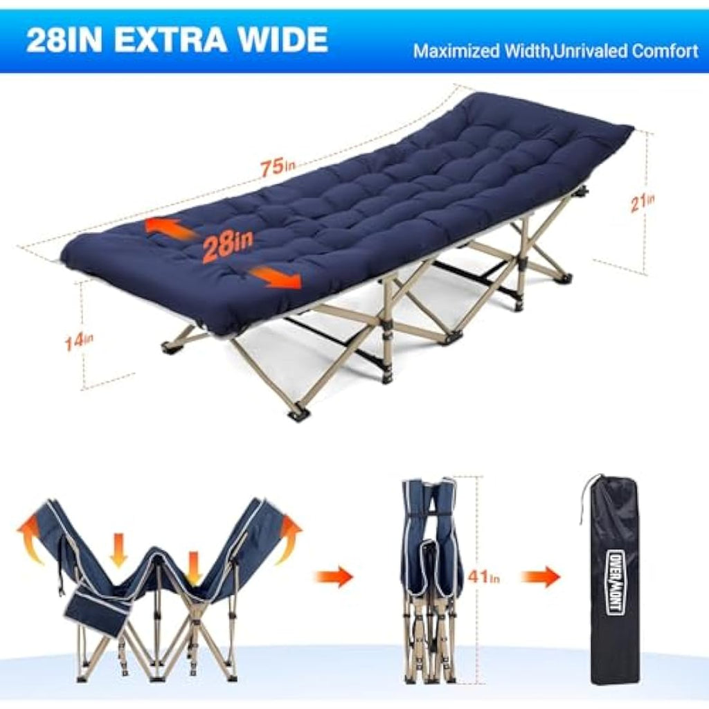 Overmont Heavy Duty Folding Camping Cot | 2400D Oxford Fabric Bed