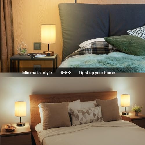 HSLighting Touch Control Bedside Lamps with USB A+C Ports, 2 Pack