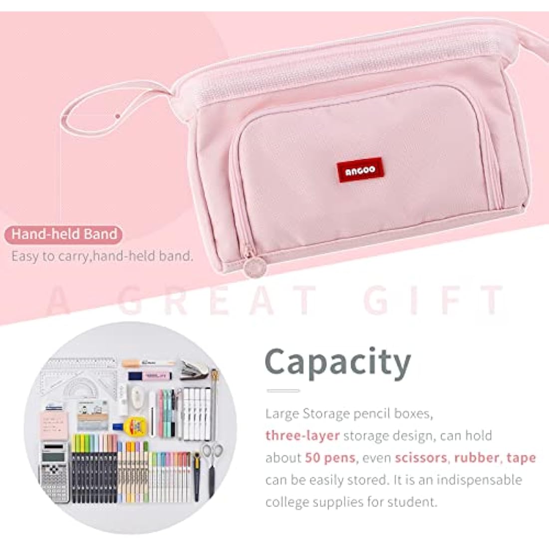 EASTHILL Large Capacity Pencil Case | Durable Canvas Stationery Pouch
