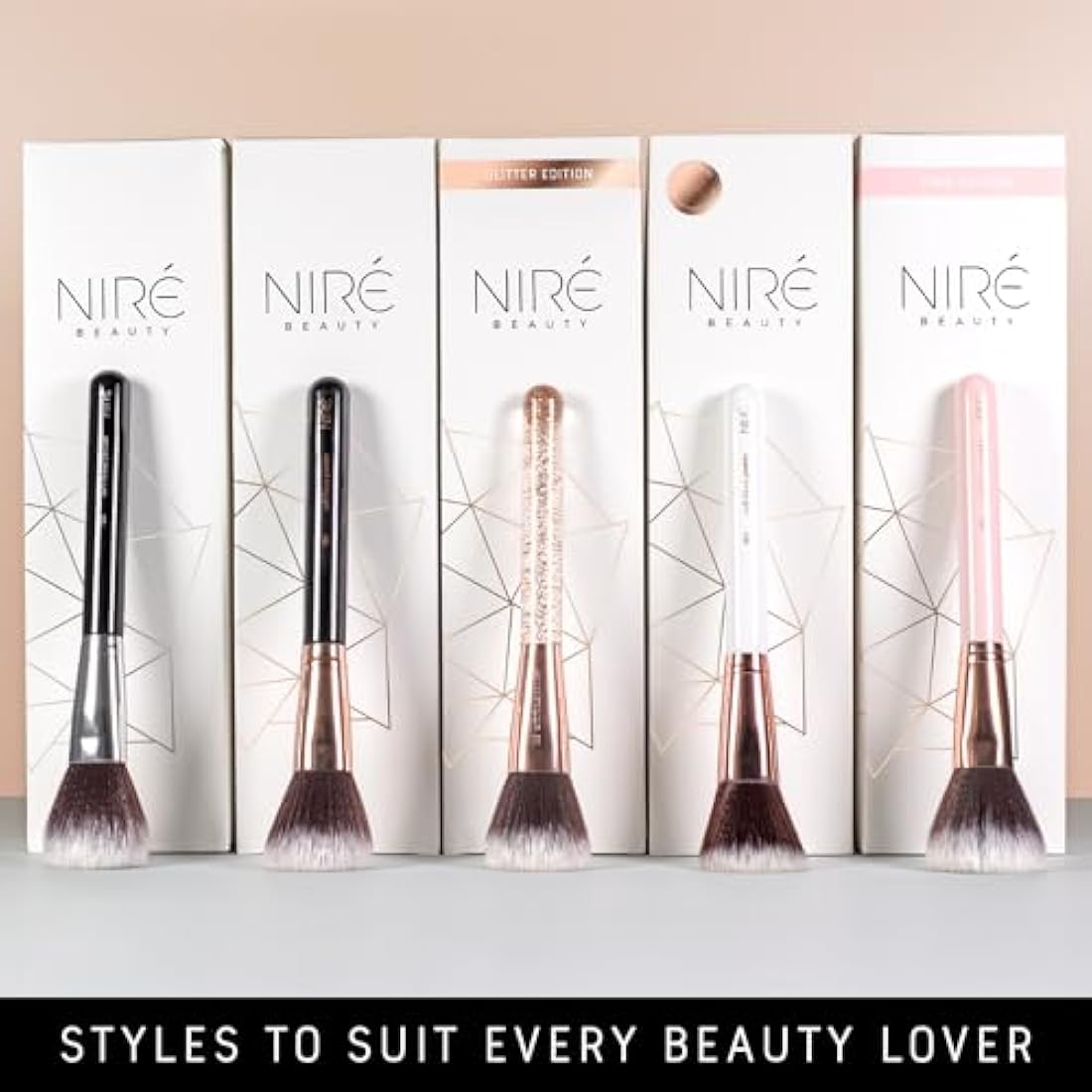 Niré Beauty 15-Piece Glitter Makeup Brush Set with Case and Sponge