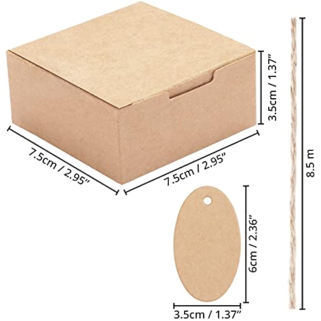 Belle Vous Brown Kraft Gift Boxes with Lids - 50 Pack Small Wedding Favours