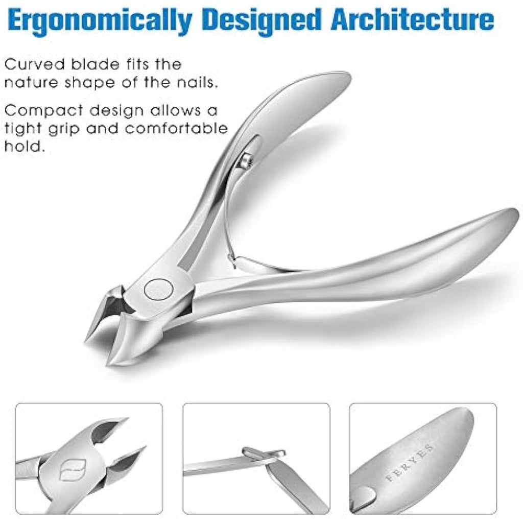 FERYES Thick Toenail Clippers – Stainless Steel Ingrown Nail Tool