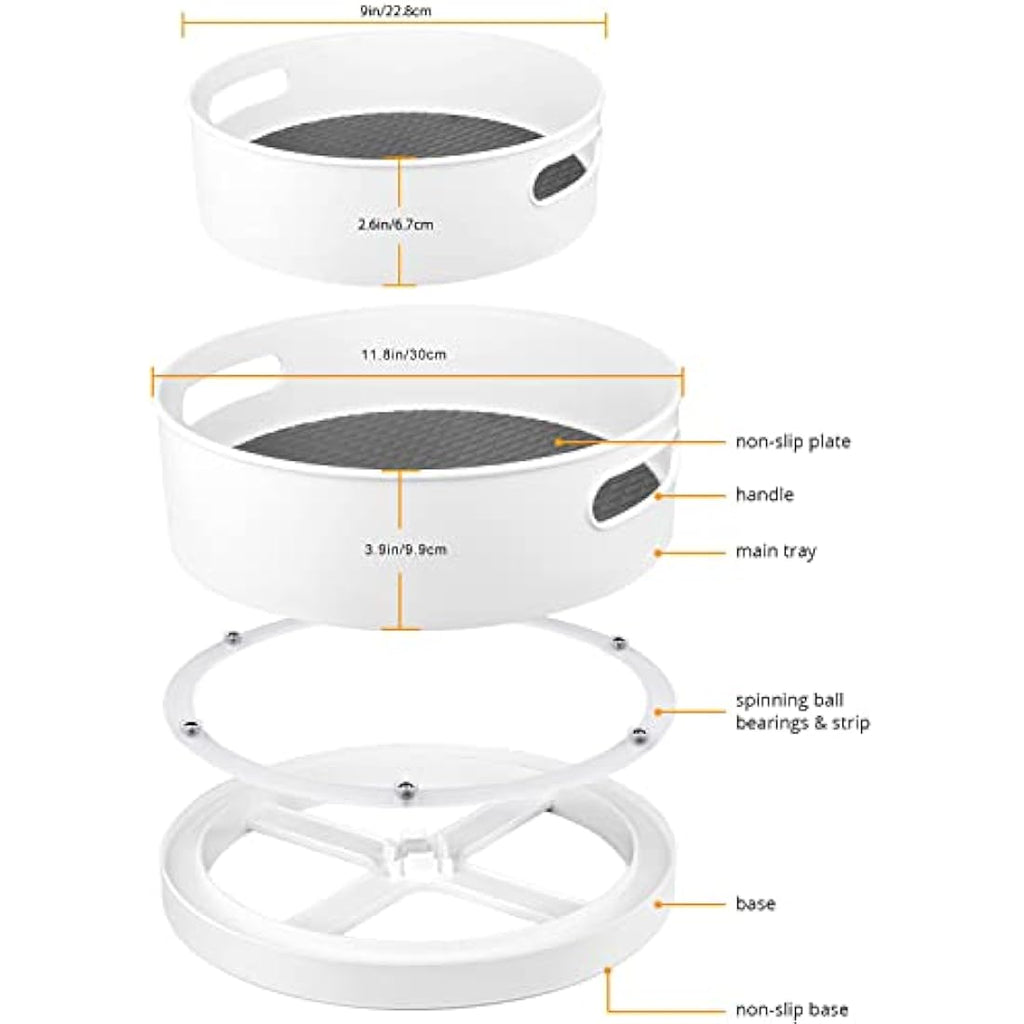 Lazy Susan Turntable Organizers - 9" & 12" Non-Slip 2-Pack