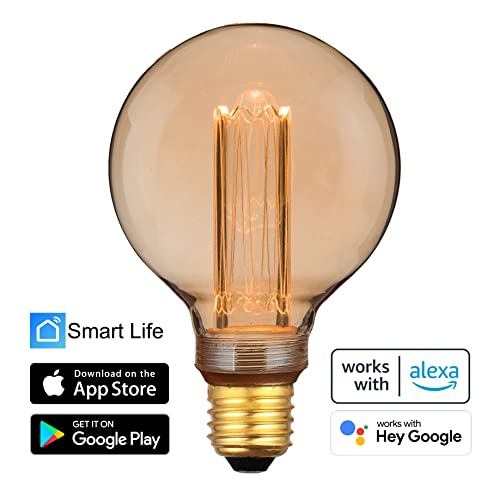 greenandco 4X Smart WiFi Vintage LED Bulb | E27 G95 Dimmable 1800K