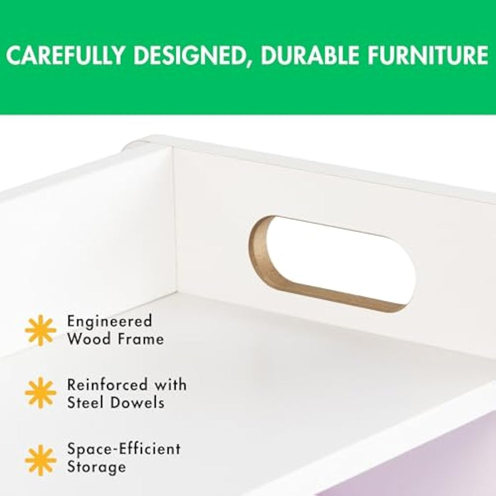 Humble Crew Wooden Toy Storage Organiser | 9 Bins & Shelf – White