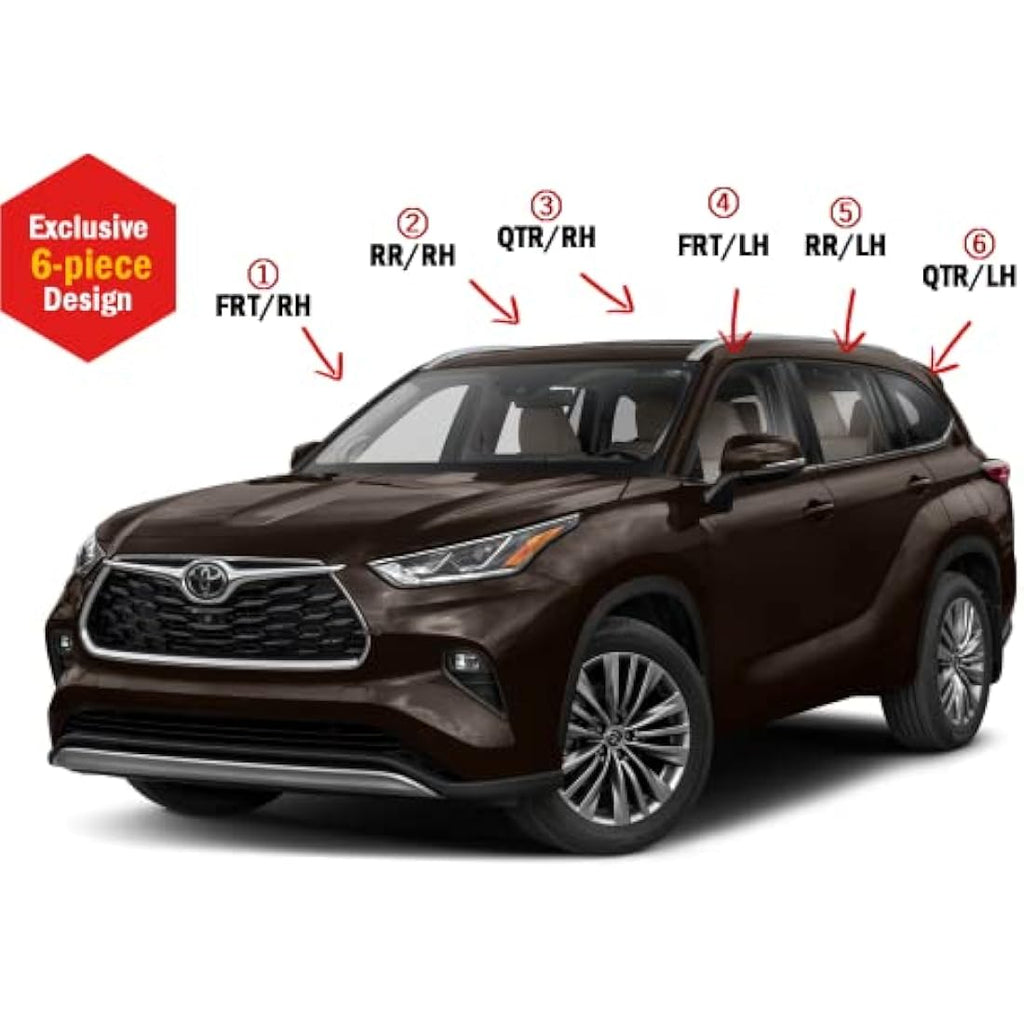 Auto Clover Wind Deflectors for Toyota Highlander 2021+ | 6-Piece Set