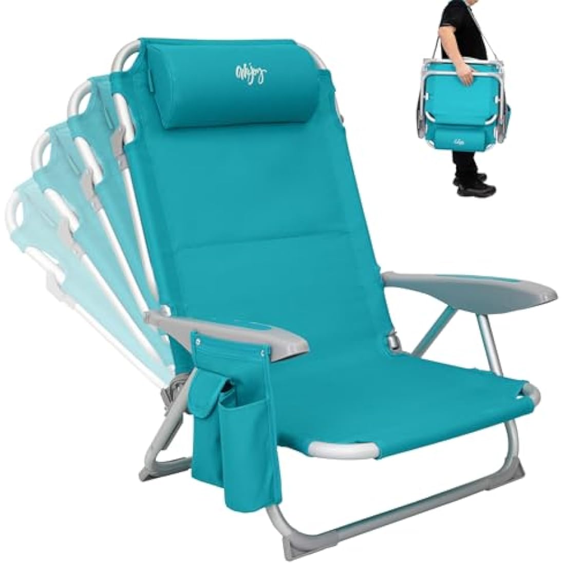 #WEJOY 4-Position Adjustable Beach Chair | Lightweight Aluminum Folding Seat