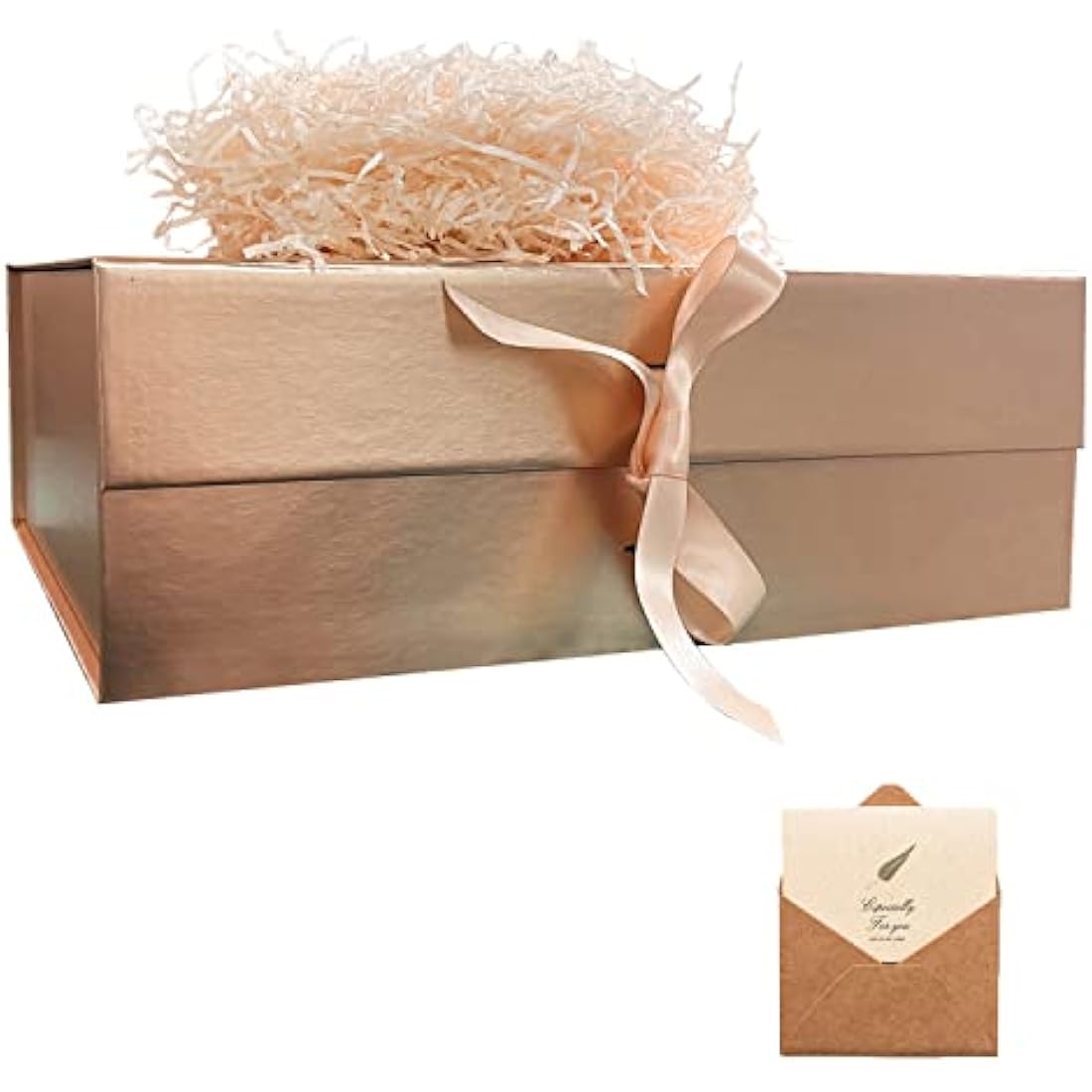 Rose Gold Magnetic Gift Box with Ribbon – Large 33x26x11cm