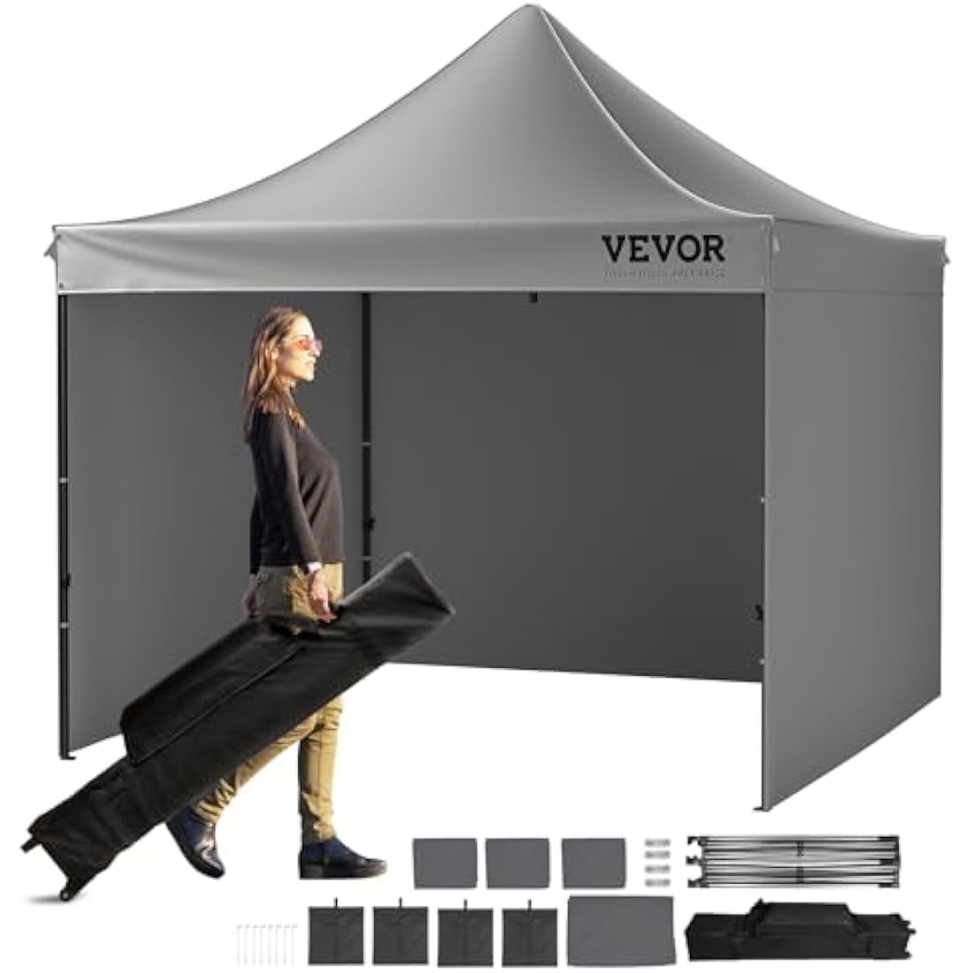 VEVOR 10x10 Pop Up Canopy Tent with Sidewalls and Wheeled Bag