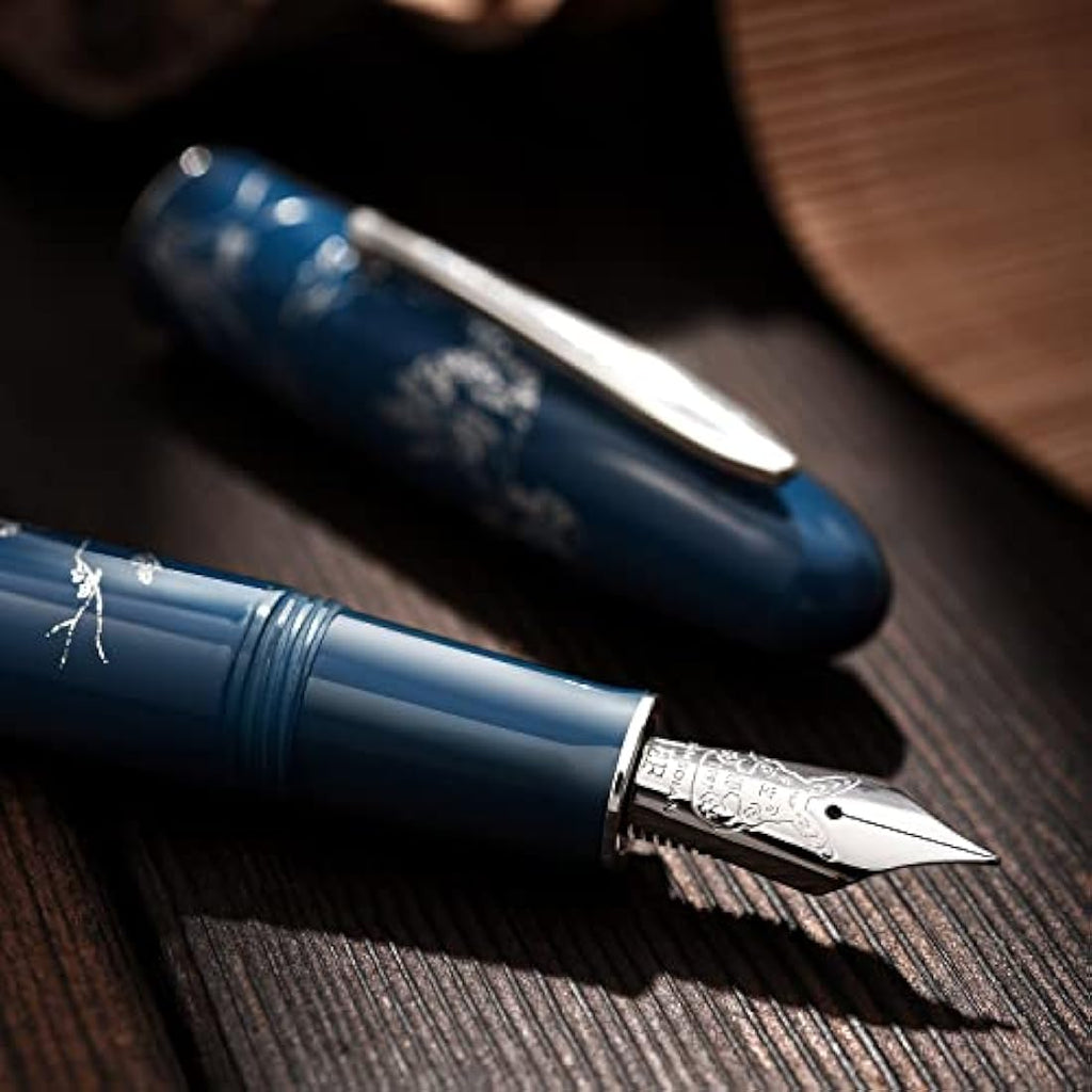 Hongdian N23 Blue Rabbit Fountain Pen | Extra Fine Nib Silver Trim