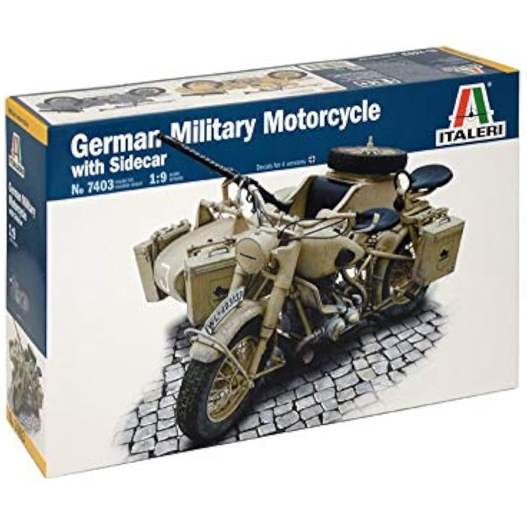 Italeri German Military Motorcycle with Sidecar - 1:9 Scale Model Kit