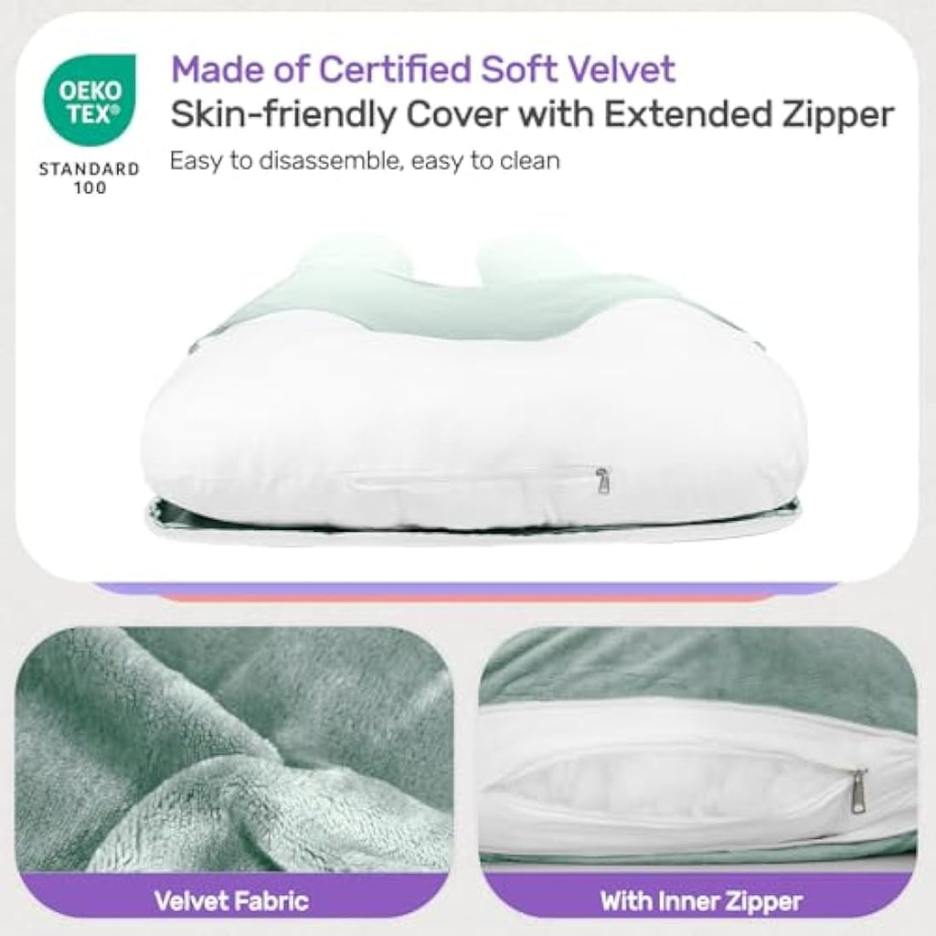 Nuliie U-Shaped Pregnancy Pillow | Full Body Support Velvet Cover - Green