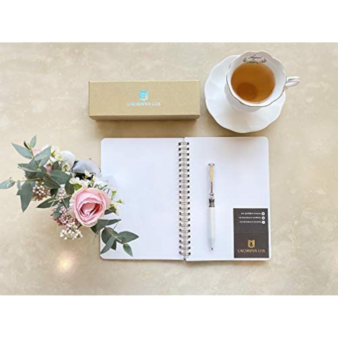 LACHIEVA LUX Pearl White Crystal Executive Ballpoint Pen with Gift Box