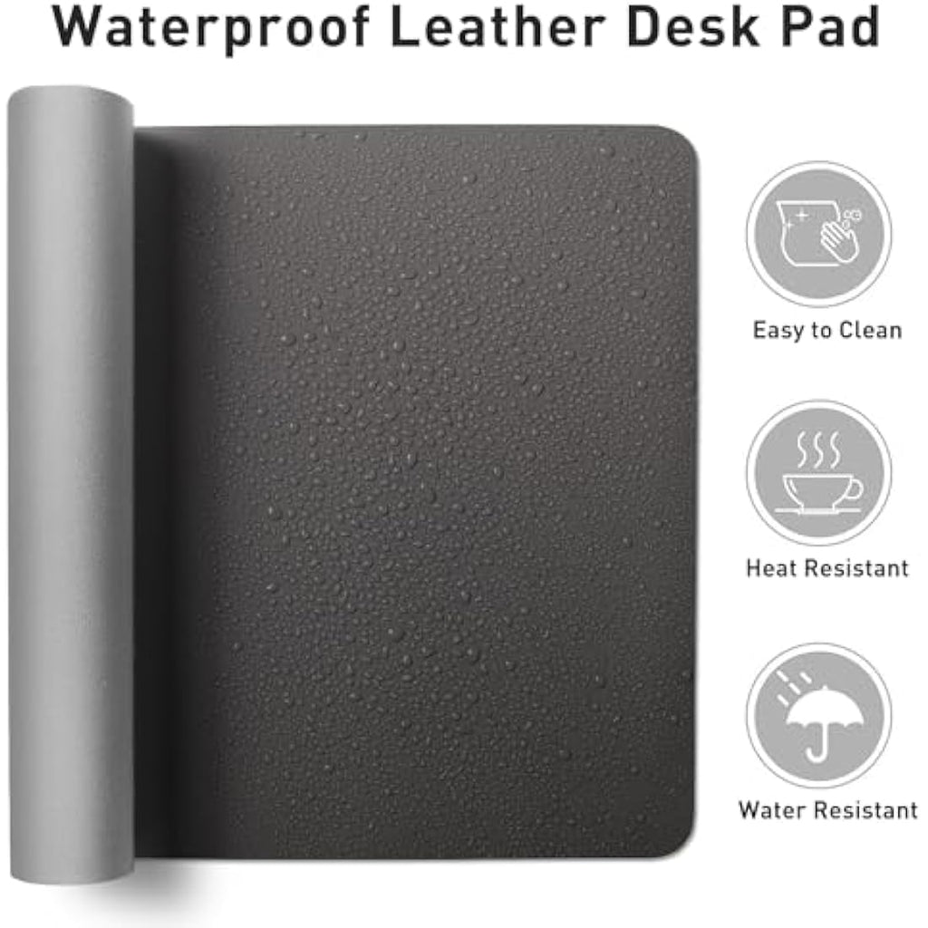 PU Leather Desk Pad – Waterproof Non-Slip Mat, Gray (60x35cm)