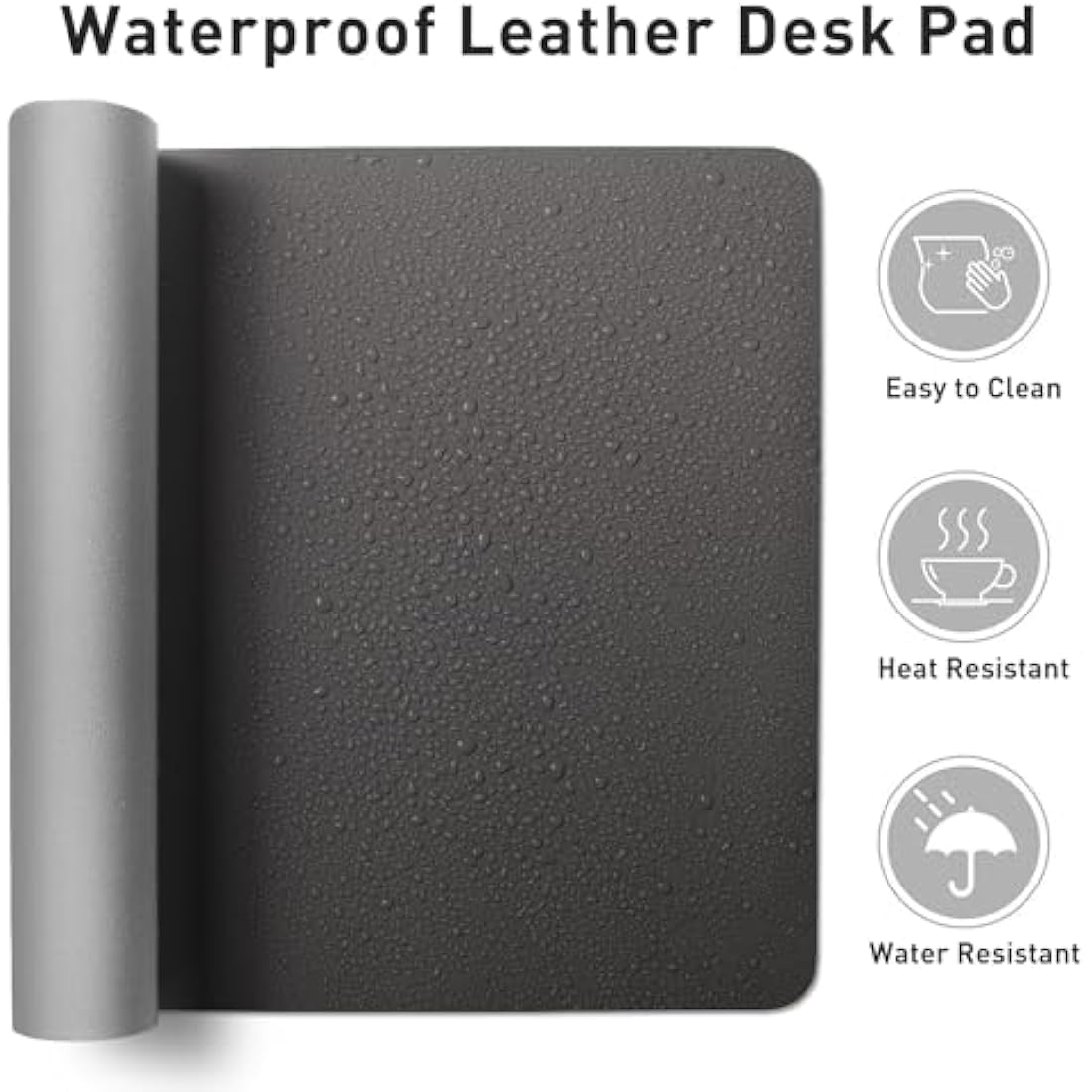 PU Leather Desk Pad – Waterproof Non-Slip Mat, Gray (60x35cm)