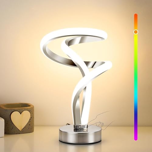 Lightess Modern Spiral RGB Table Lamp – Touch Dimmable LED Bedside Light