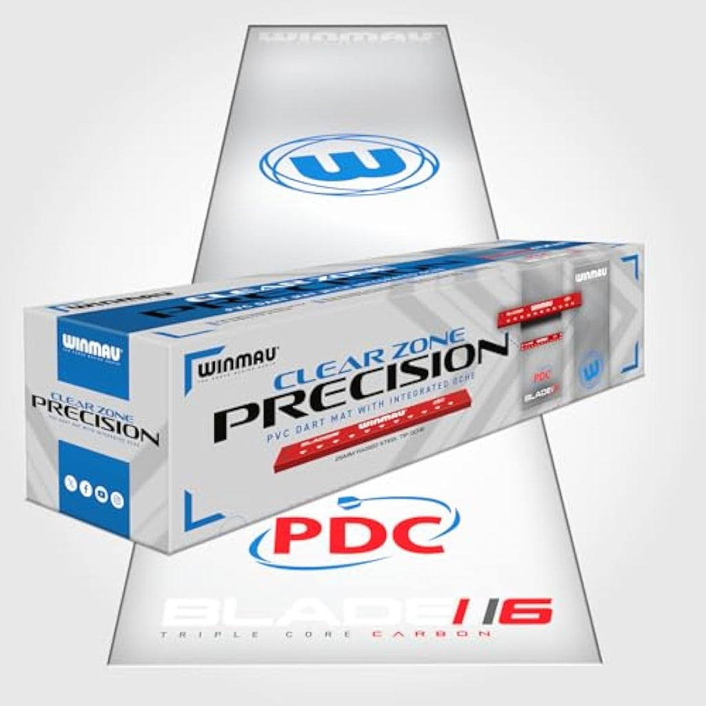 Winmau Clearzone Darts Mat – Professional PVC Floor Protector with Raised Oche