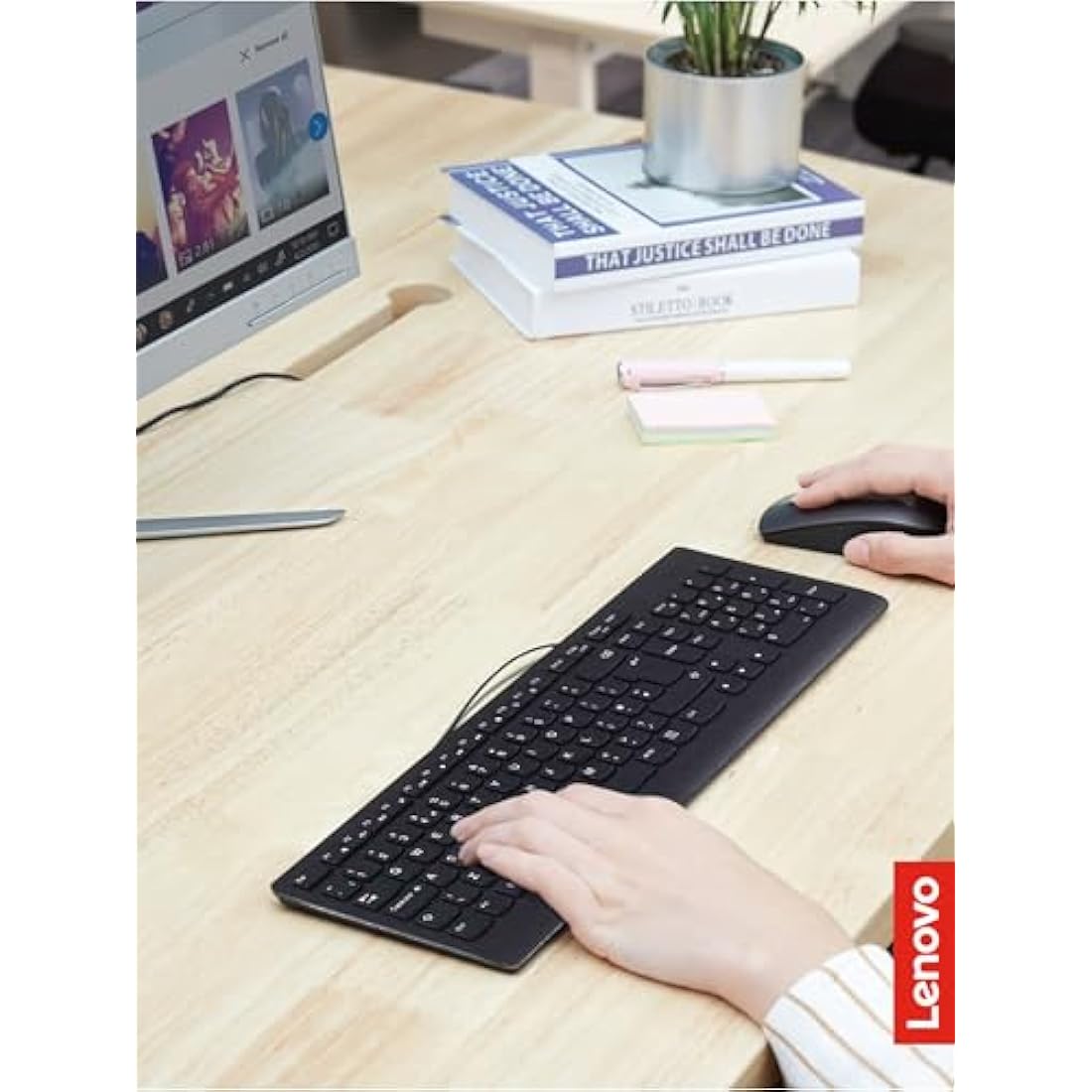 Lenovo 300 Wired Keyboard and Mouse Combo | Ergonomic & Waterproof