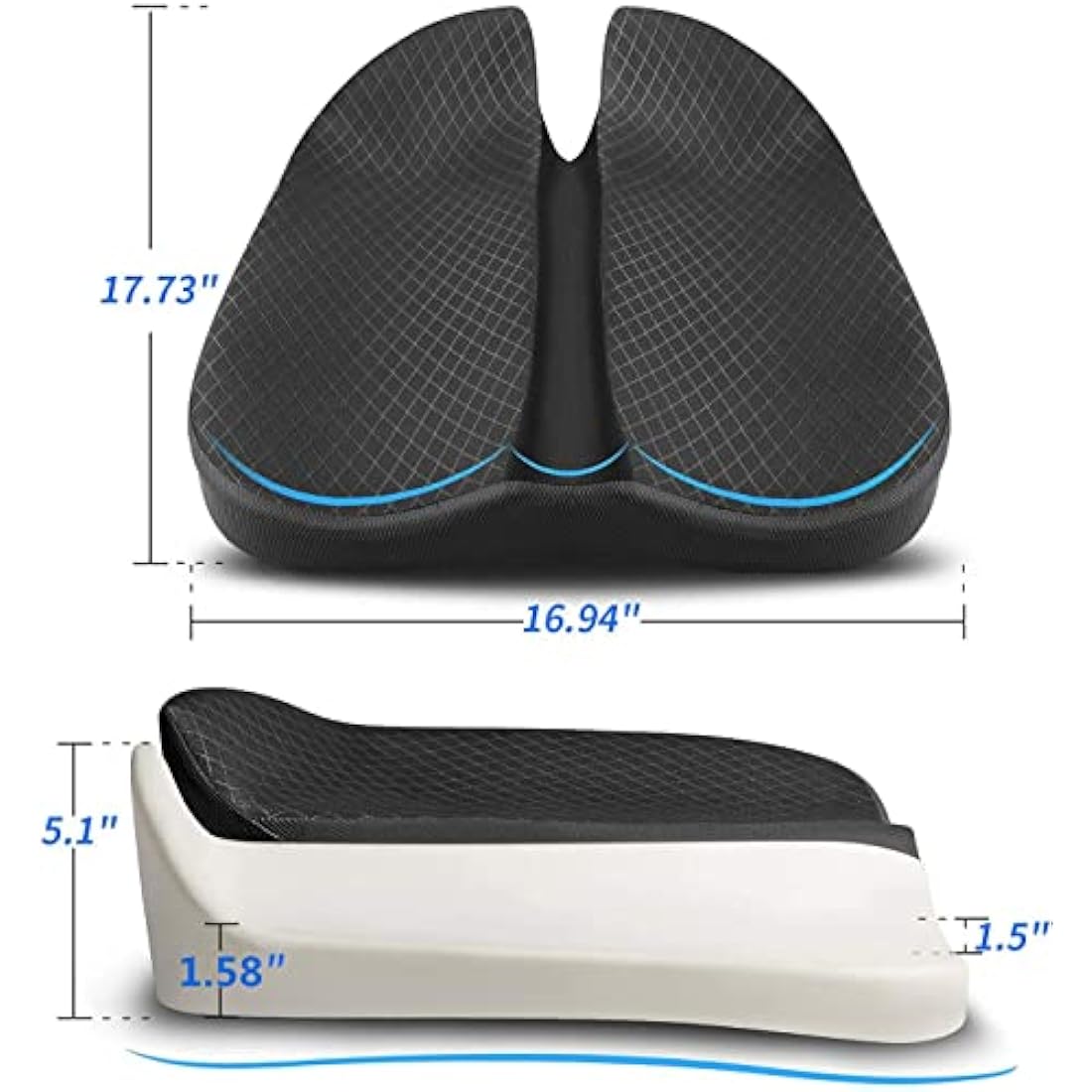 MargGona Memory Foam Seat Cushion – Orthopedic Coccyx Support for Car & Office