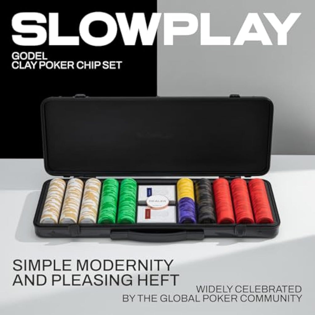 SLOWPLAY Godel 300 PCS Blank Clay Poker Chips Set with Polycarbonate Case