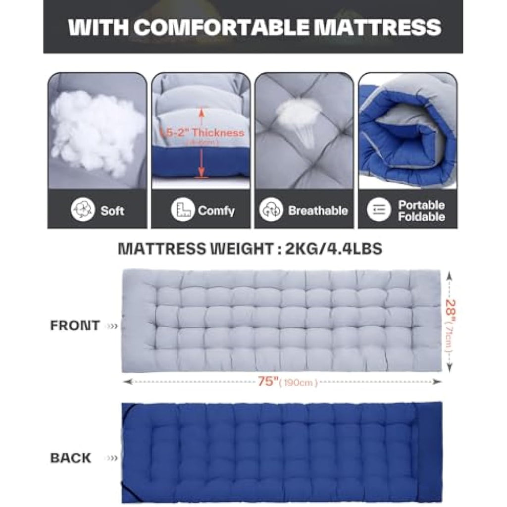 Sportneer Camping Bed with Mattress – 450lbs Heavy Duty Portable Cot