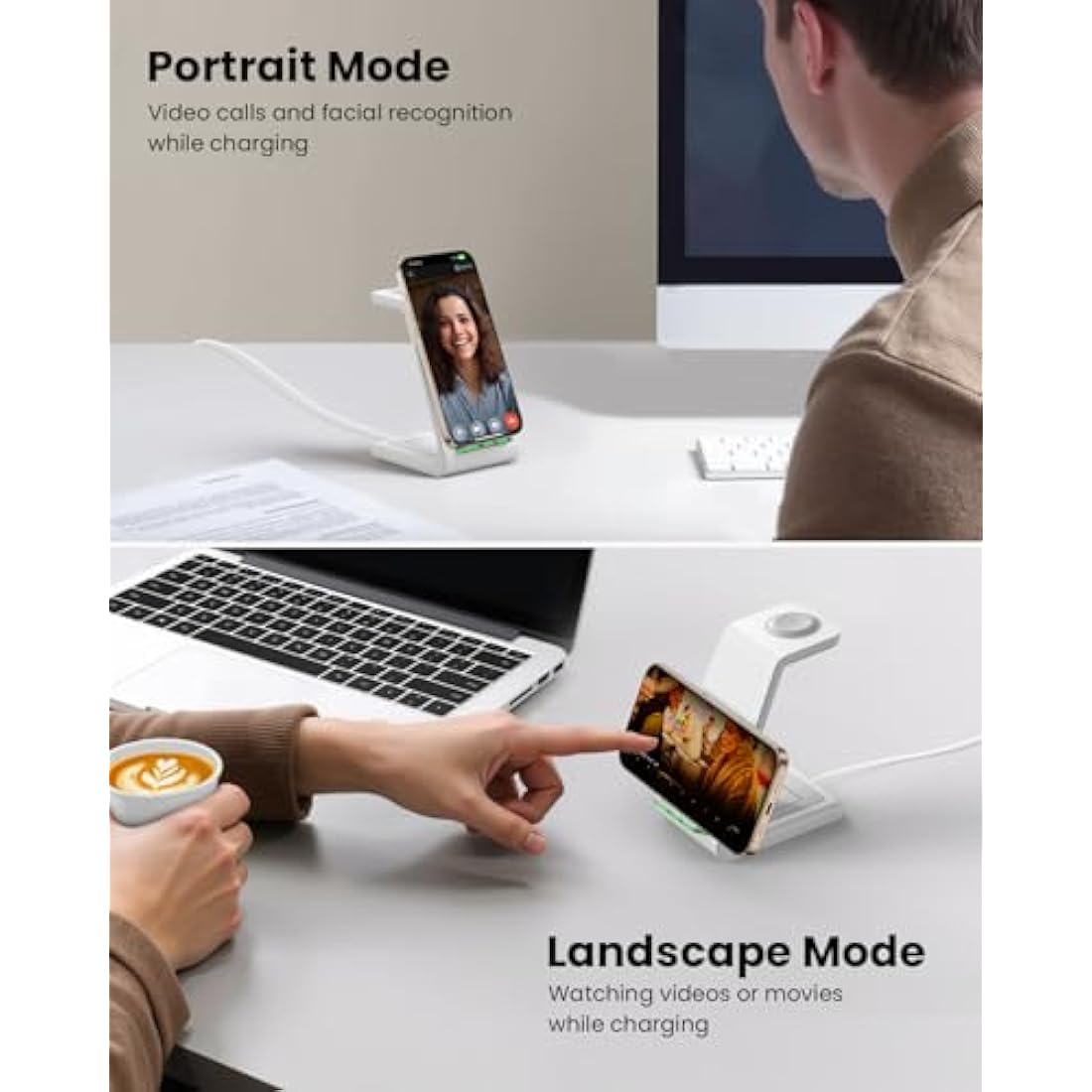 GEEKERA 3-in-1 Wireless Charging Station for iPhone, Apple Watch & AirPods