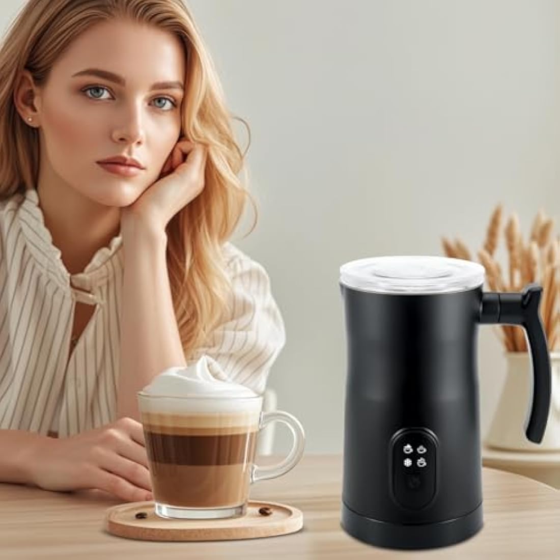 Qeelin 4-in-1 Electric Milk Frother | 350ml Stainless Steel Steamer