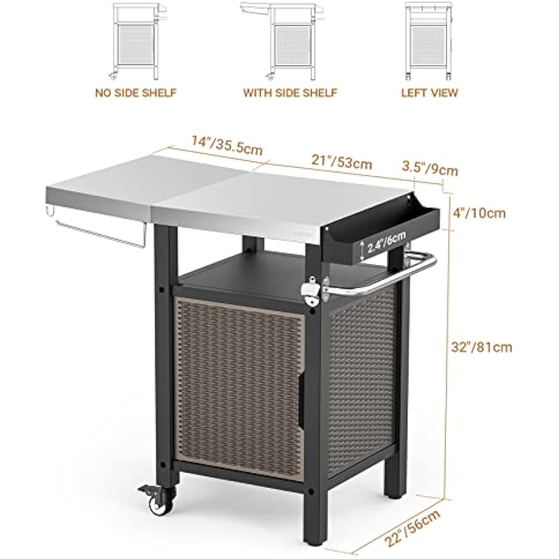 Onlyfire BBQ Storage Cart – Stainless Steel Outdoor Grilling Table