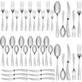 FANTICDE Cutlery Set, 40 Piece Stainless Steel Flatware Set Tableware Silverware Set with Spoon Knife and Fork Set, Service for 8, Dishwasher Safe/Easy Clean, Mirror PolishedSilvery - image 1