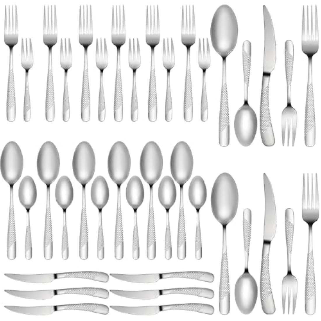 FANTICDE Cutlery Set, 40 Piece Stainless Steel Flatware Set Tableware Silverware Set with Spoon Knife and Fork Set, Service for 8, Dishwasher Safe/Easy Clean, Mirror PolishedSilvery - image 1