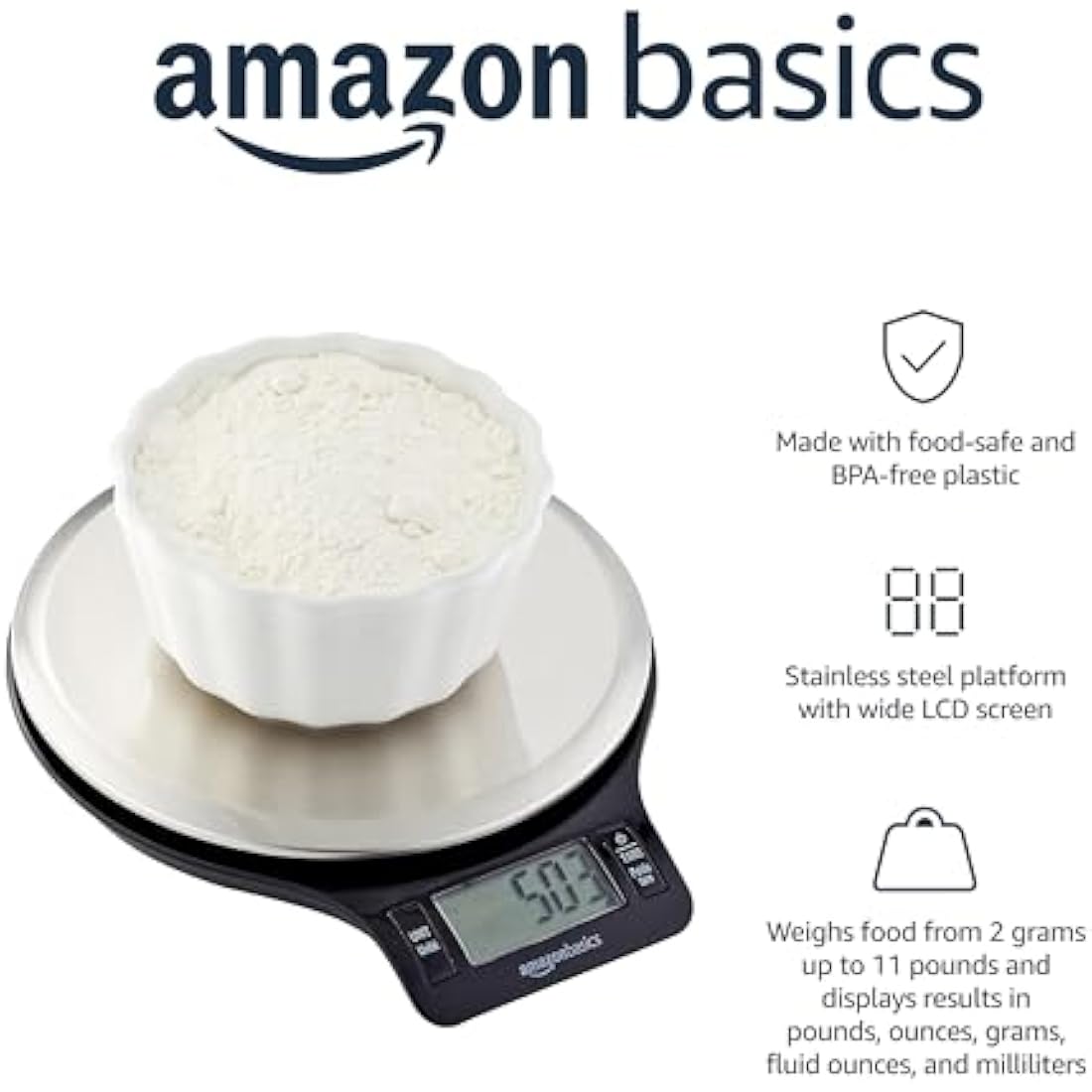 Digital Kitchen Scale | 11lb Stainless Steel LCD Display