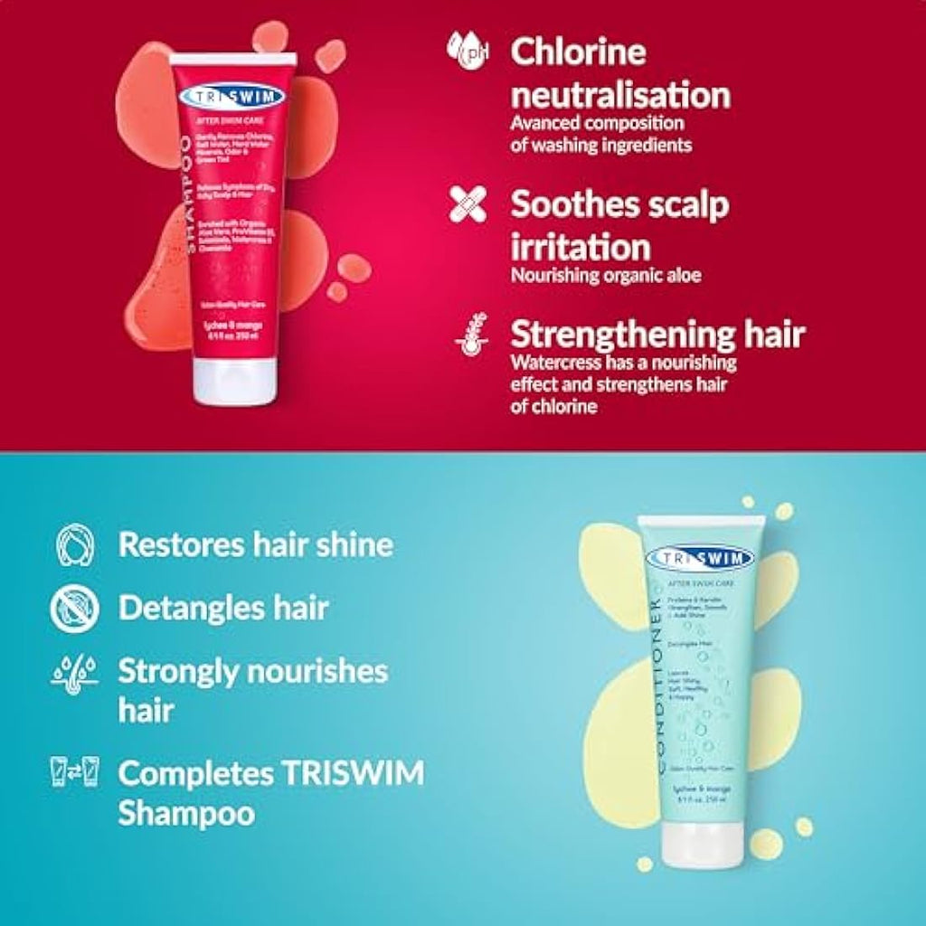 TRISWIM Chlorine Removal Shampoo & Conditioner Bundle - 250ml Vegan Duo