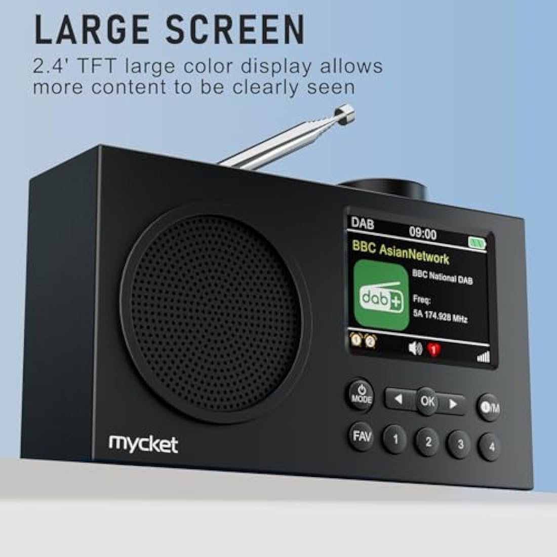 Mycket Portable DAB/DAB+ Digital Radio | Bluetooth, Rechargeable & Dual Alarm
