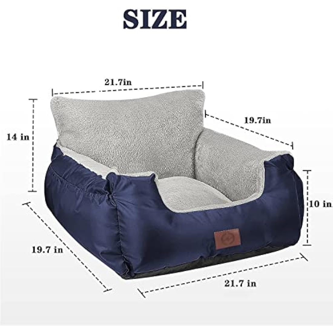 Dog Booster Seat - Waterproof Plush Car Travel Bed, Navy
