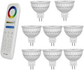 Lighteu 8-Pack 4W MR16 GU5.3 RGB+CCT LED Spotlight with 8-Zone Remote