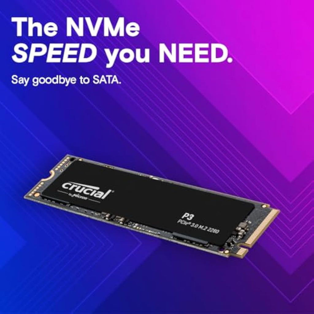 Crucial P3 500GB NVMe M.2 Internal SSD – PCIe Gen3 Up to 3500MB/s