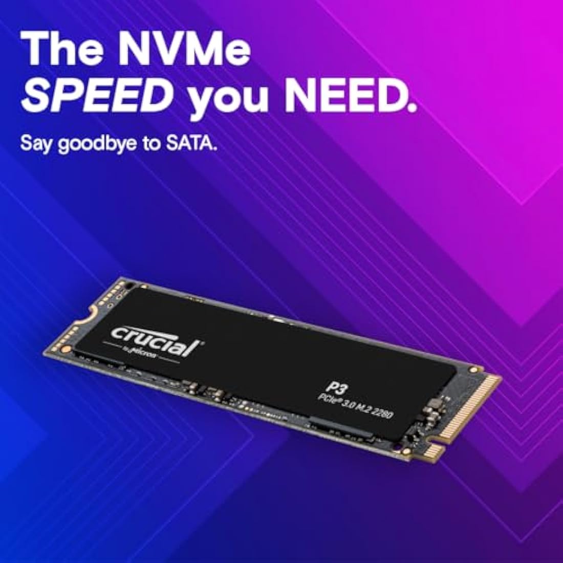 Crucial P3 500GB NVMe M.2 Internal SSD – PCIe Gen3 Up to 3500MB/s