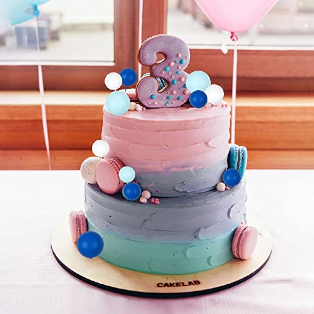 Gyufise 30Pcs Ball Cake Toppers – Blue & White Foam Cupcake Picks