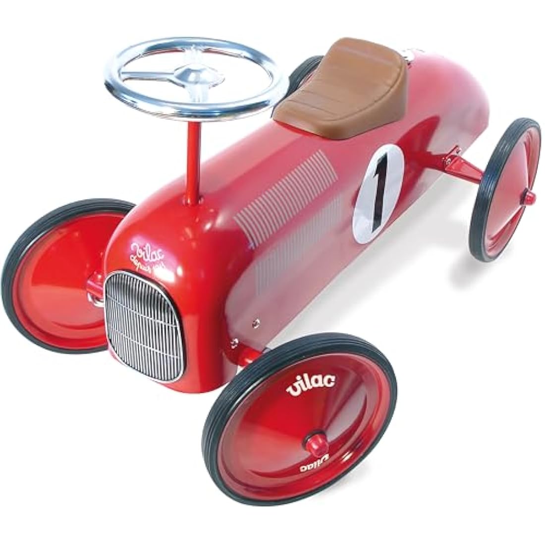 Vilac Red Metal Car – Vintage Style Ride-On Toy for Toddlers