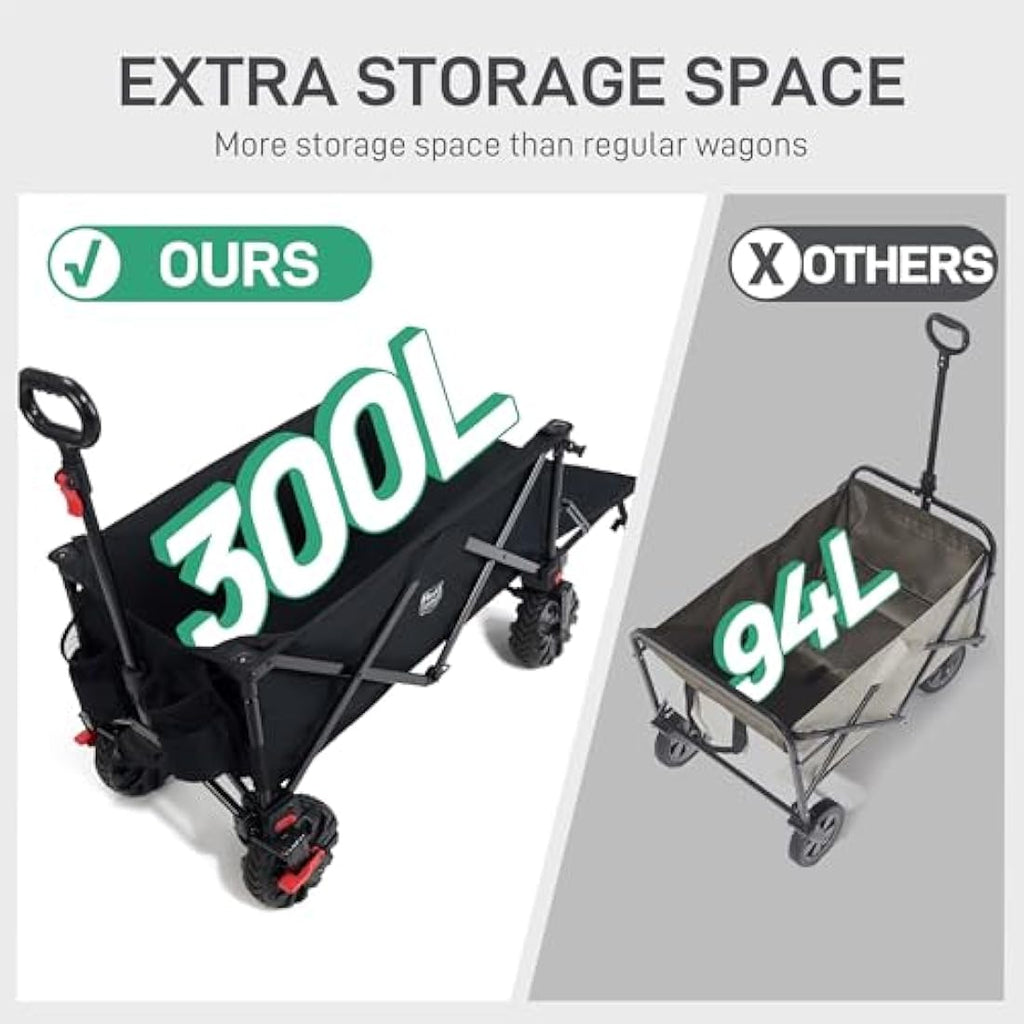 TIMBER RIDGE 300L Folding Festival Trolley | Heavy-Duty Beach Wagon