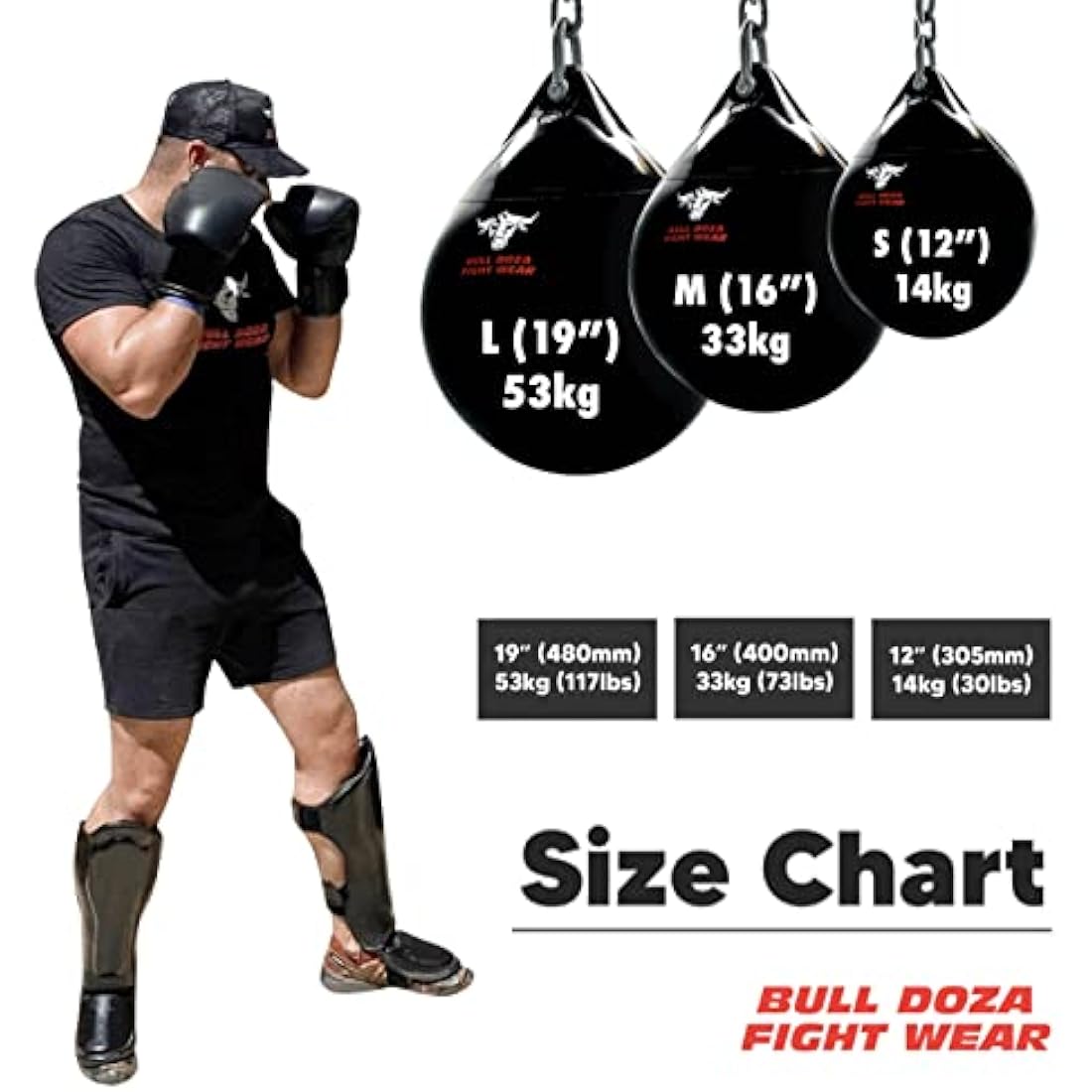Bull Doza Fight Wear Water Punch Bag – Heavy Duty Vinyl Boxing Bag