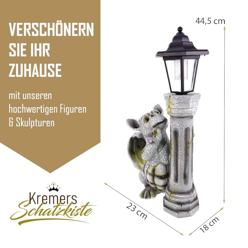 Jolof Store Baby Dragon Garden Figurine | Solar Lantern Outdoor Statue
