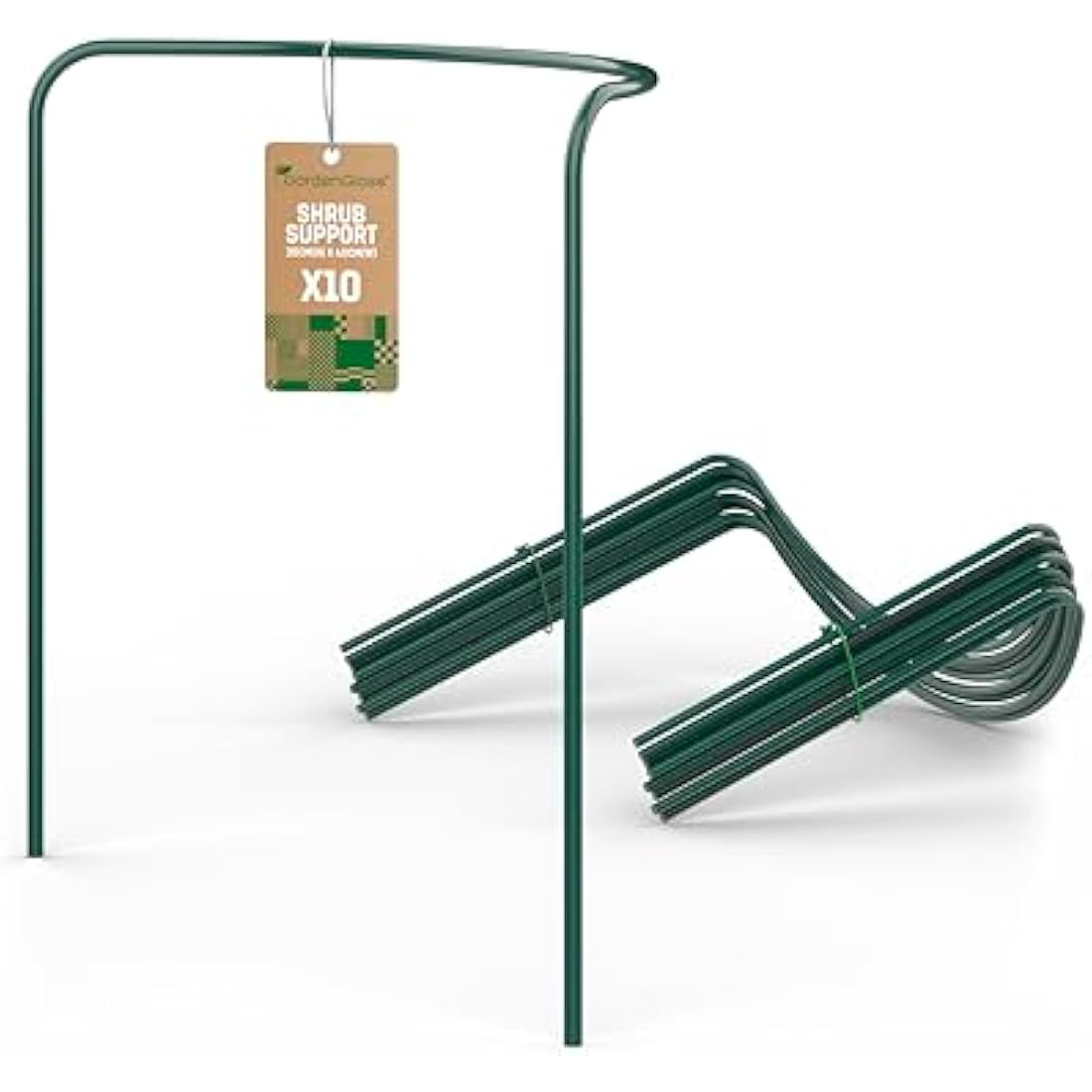GardenGloss Semicircular Plant Supports – 10 Pcs Dark Green Coated Steel