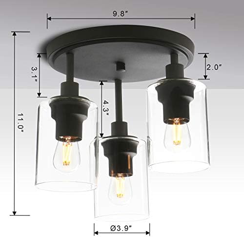 Industrial 3-Way Glass Pendant Light – Vintage Flush Ceiling Lamp