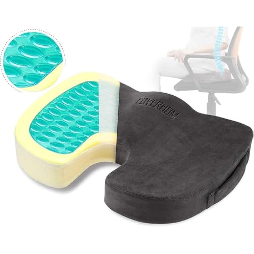 Foverhom Gel Memory Foam Seat Cushion – Orthopedic Tailbone Relief