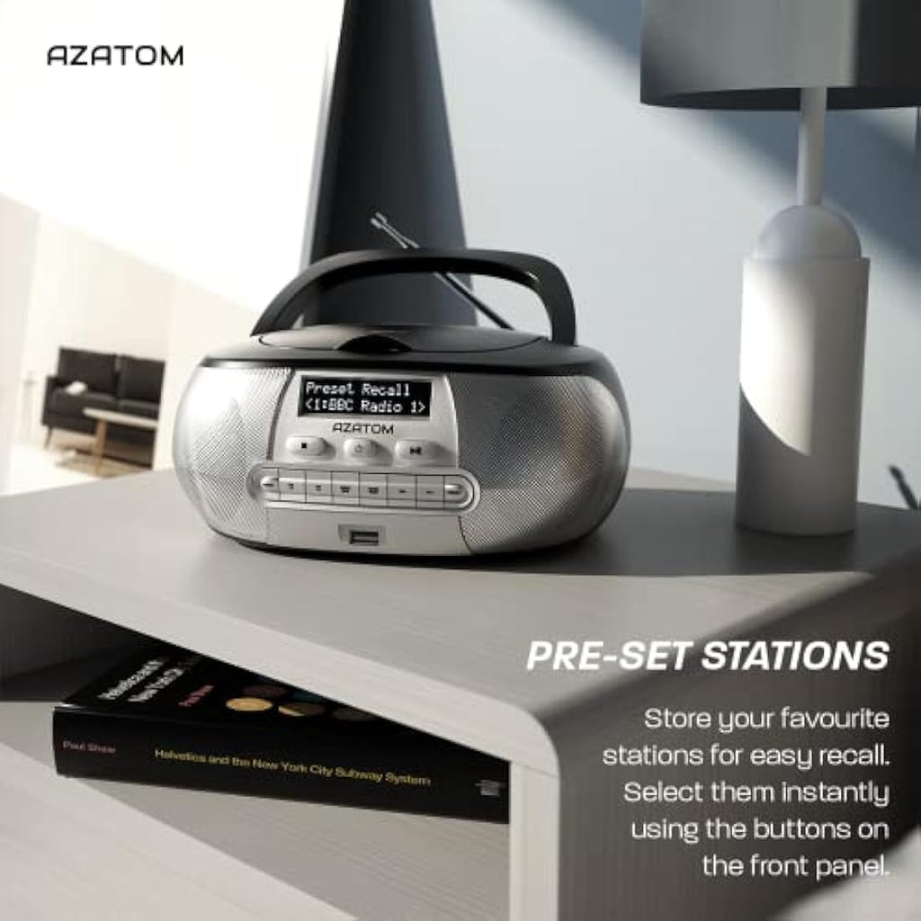 Azatom Zenith Z2 Portable CD Player | DAB/DAB+ Radio, Bluetooth & USB