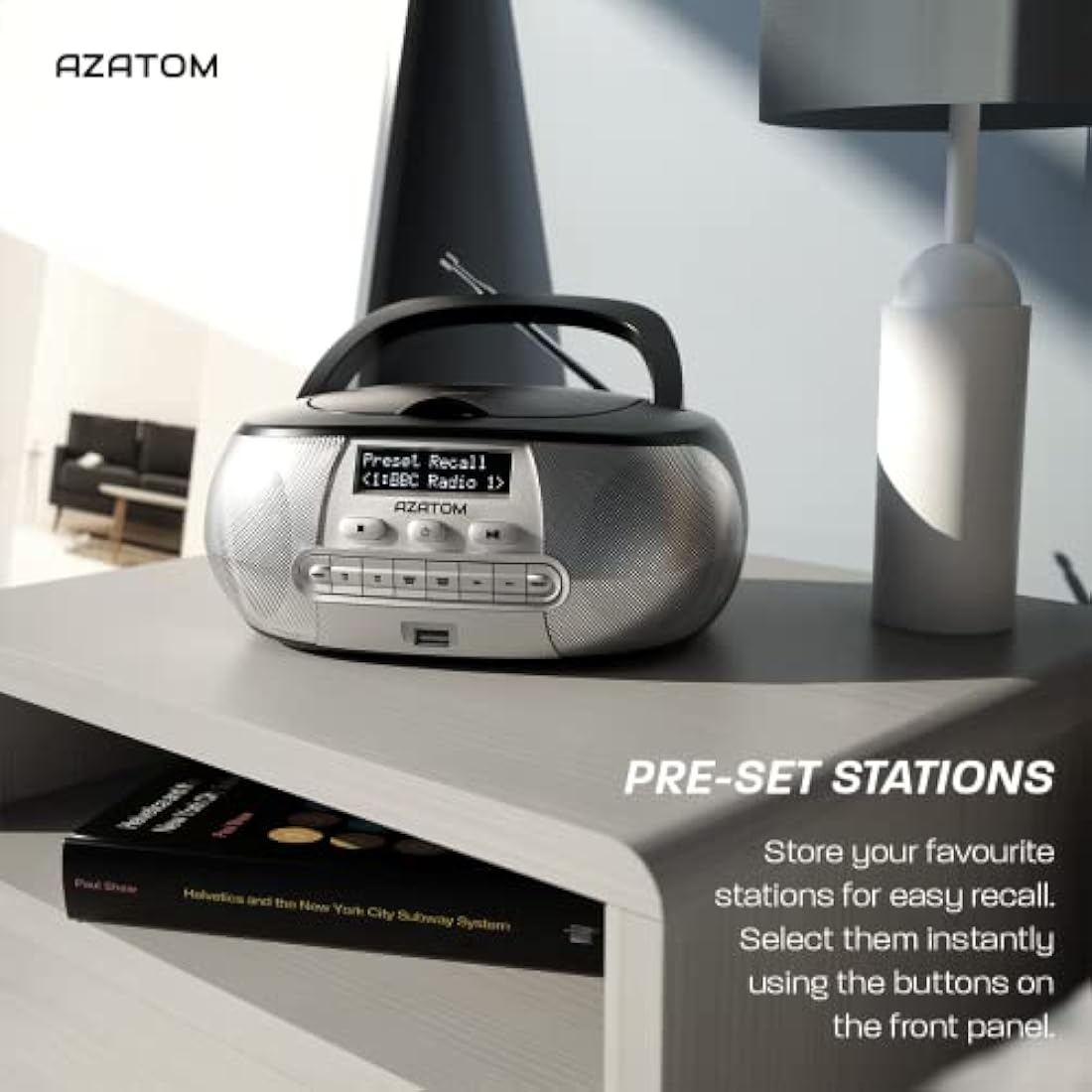 Azatom Zenith Z2 Portable CD Player | DAB/DAB+ Radio, Bluetooth & USB