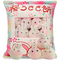 Kawaii Bunny Snack Pillow | 6 Removable Rabbit Plush Toys