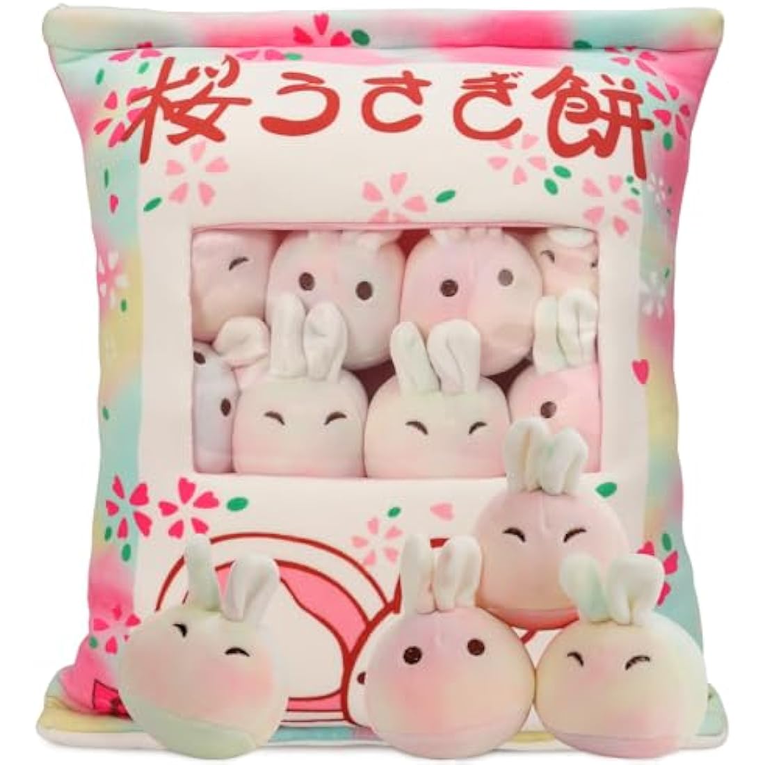 Kawaii Bunny Snack Pillow | 6 Removable Rabbit Plush Toys