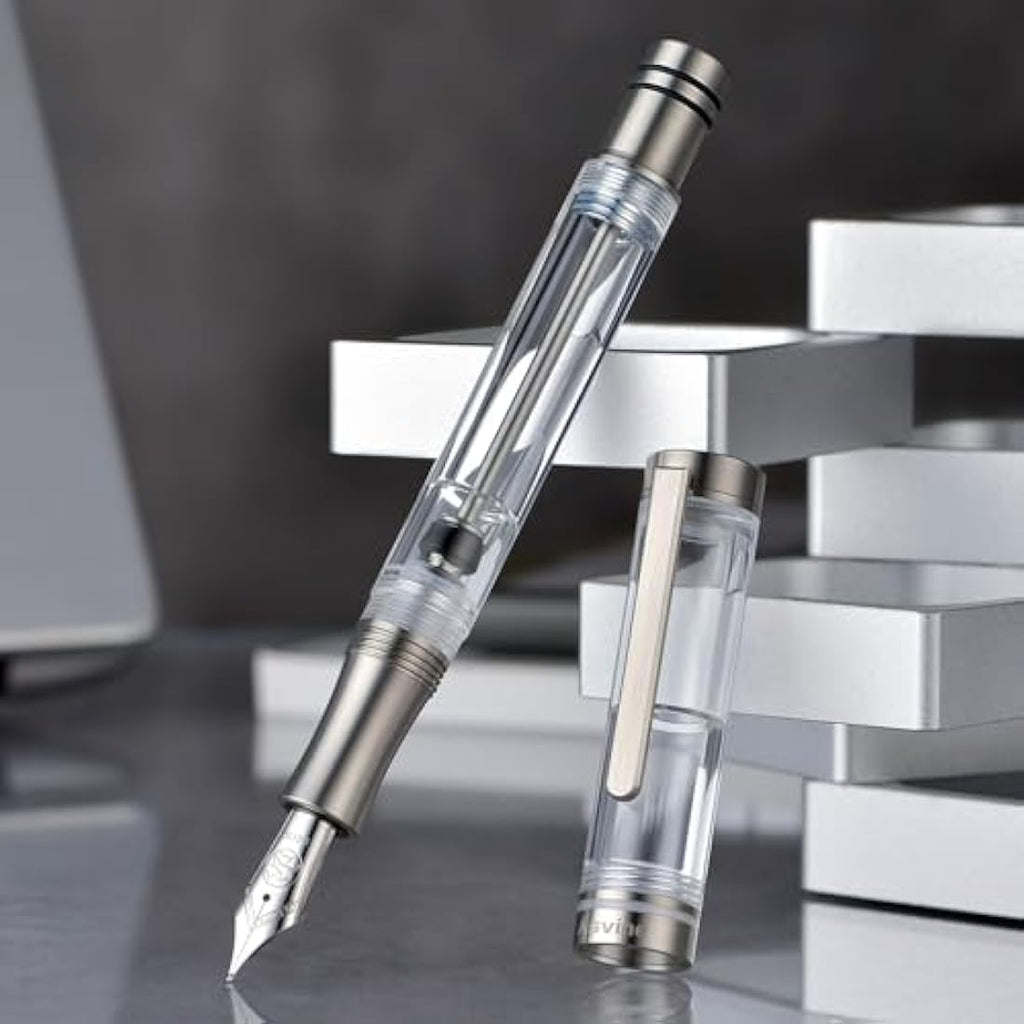 Asvine V200 Titanium Vacuum Filling Fountain Pen | Bock Medium Nib